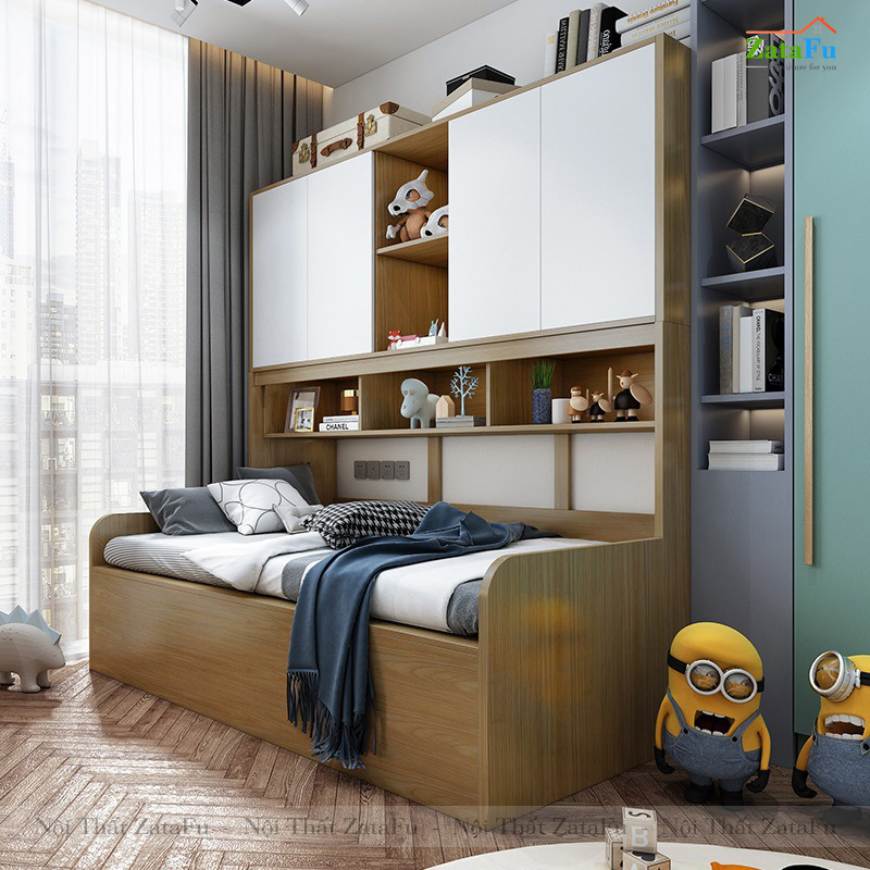Giường đôi xếp gọn kèm kệ tủ GG-03
