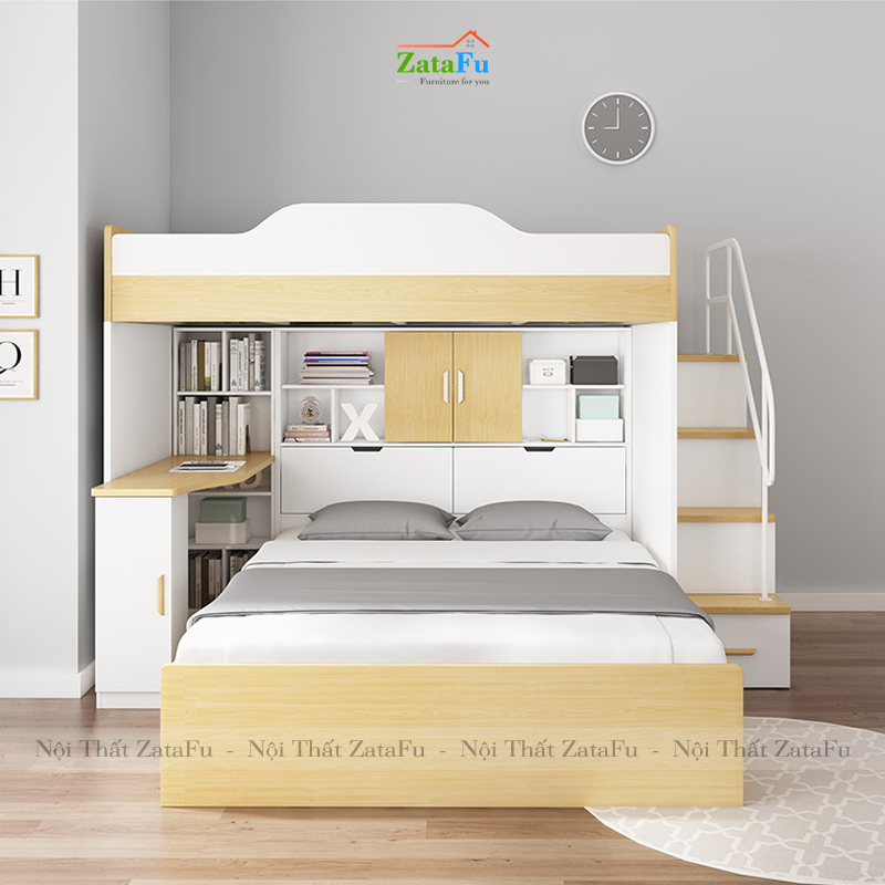 Giường tầng 2-3 người hiện đại kèm tủ kệ trang trí GG-09
