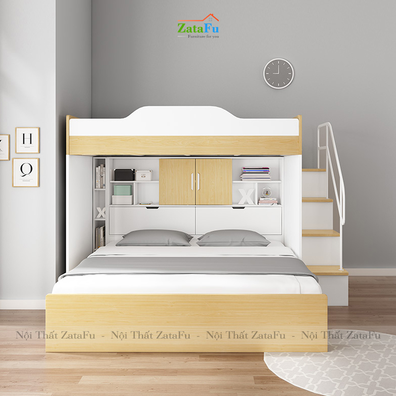 Giường tầng 2-3 người hiện đại kèm tủ kệ trang trí GG-09