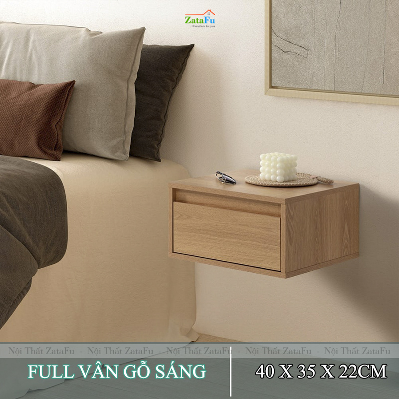 Tủ Đầu Giường Gỗ 1 Ngăn Kéo Treo Tường TDG-44 ZataFu