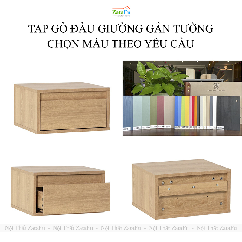 Tủ Đầu Giường Gỗ 1 Ngăn Kéo Treo Tường TDG-44 ZataFu