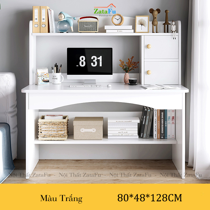 Bàn làm việc gỗ kèm kệ sách BLV-30
