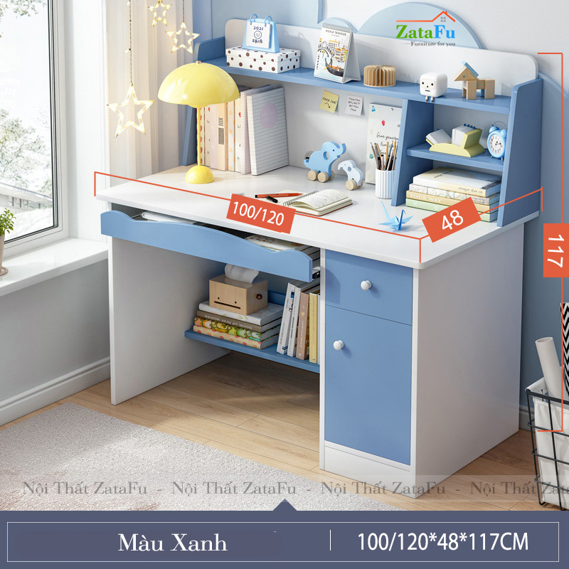 Bàn học cho bé tiểu học kèm kệ và ngăn đựng sách BLV-20