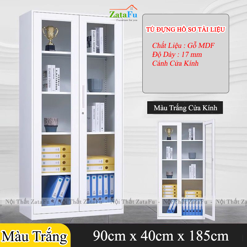 Tủ Đựng Hồ Sơ Tài Liệu Có Cánh Kính Hiện Đại Gỗ MDF TUTT-57 ZataFu