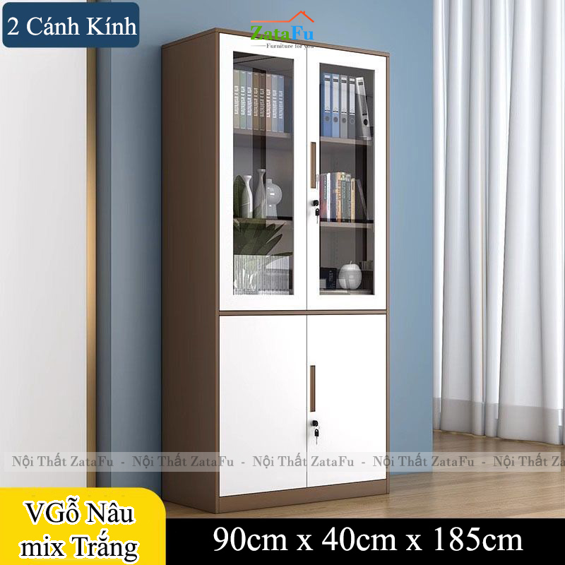 Tủ Đựng Hồ Sơ Tài Liệu Có Cánh Kính Hiện Đại Gỗ MDF TUTT-57 ZataFu