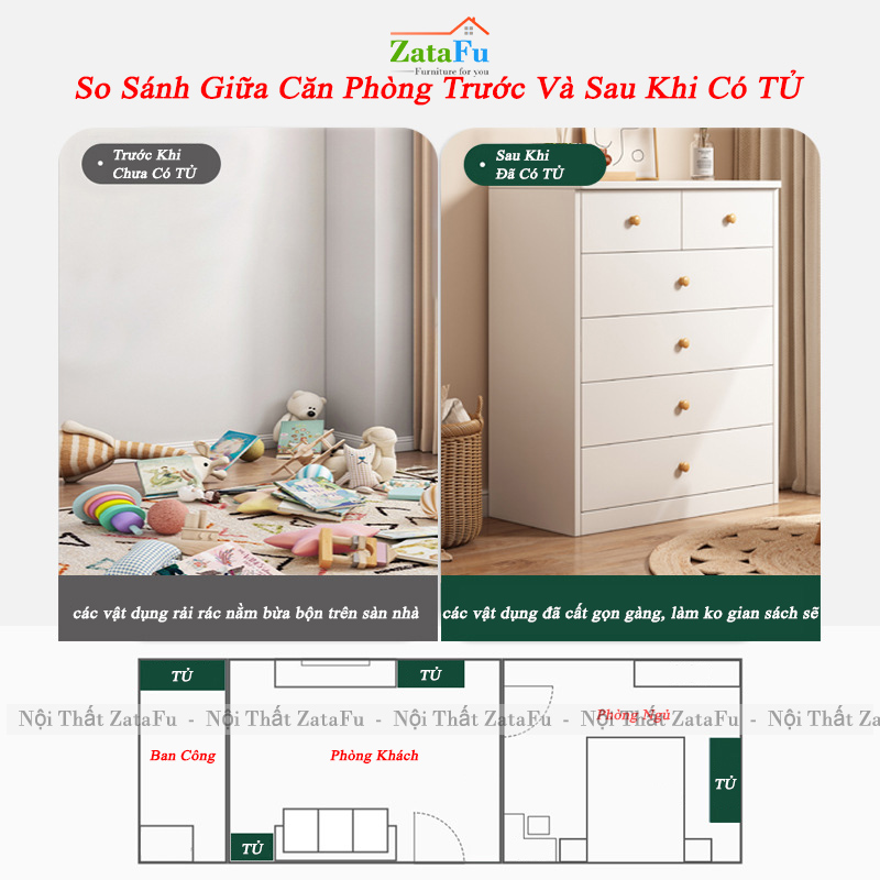 Tủ Trang Trí Đựng Hồ Sơ Tài Liệu Nhiều Ngăn Kéo Đa Năng TUTT-58 ZataFu