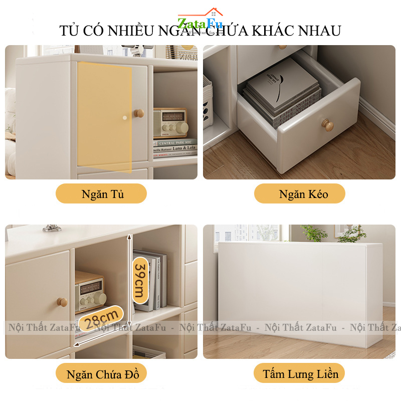 Tủ Gỗ Sách Trang Trí Nhiều Ngăn Gỗ MDF Hiện Đại TUTT-65 ZataFu