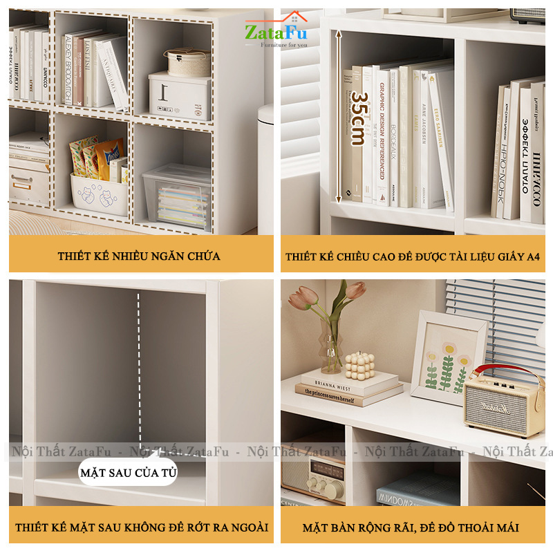 Tủ Kệ Để Sách Trang Trí Kết Hợp Kệ Tổ Ong Hiện Đại TUTT-64 ZataFu