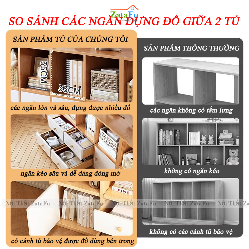 Tủ Kệ Để Sách Trang Trí Kết Hợp Kệ Tổ Ong Hiện Đại TUTT-64 ZataFu