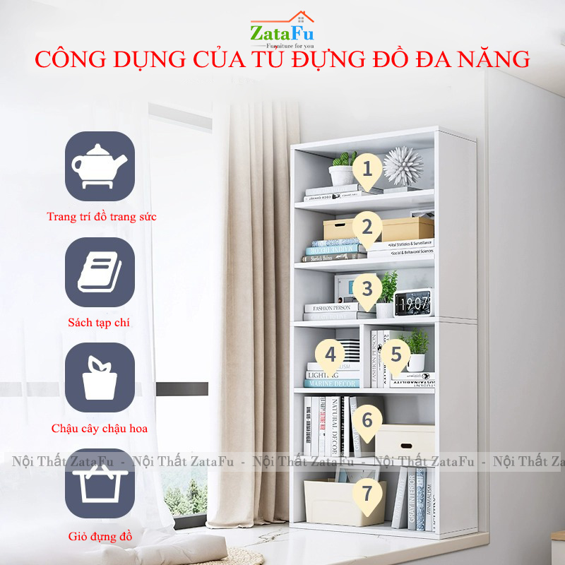 Tủ Kệ Sách Trang Trí Để Cửa Số Gỗ MDF Hiện Đại TUTT-56 ZataFu