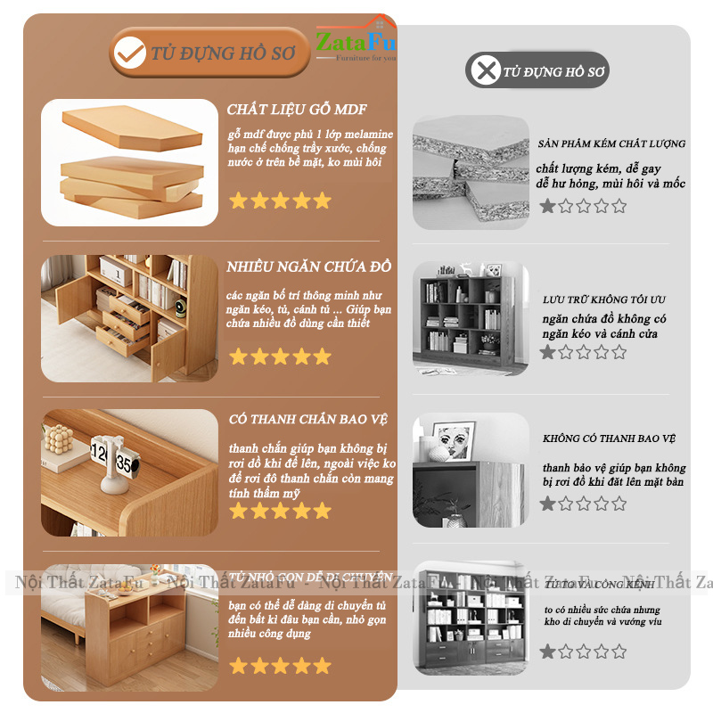Tủ Đựng Hồ Sơ Tài Liệu Nhiều Ngăn Hiện Đại Gỗ MDF TUTT-67 ZataFu