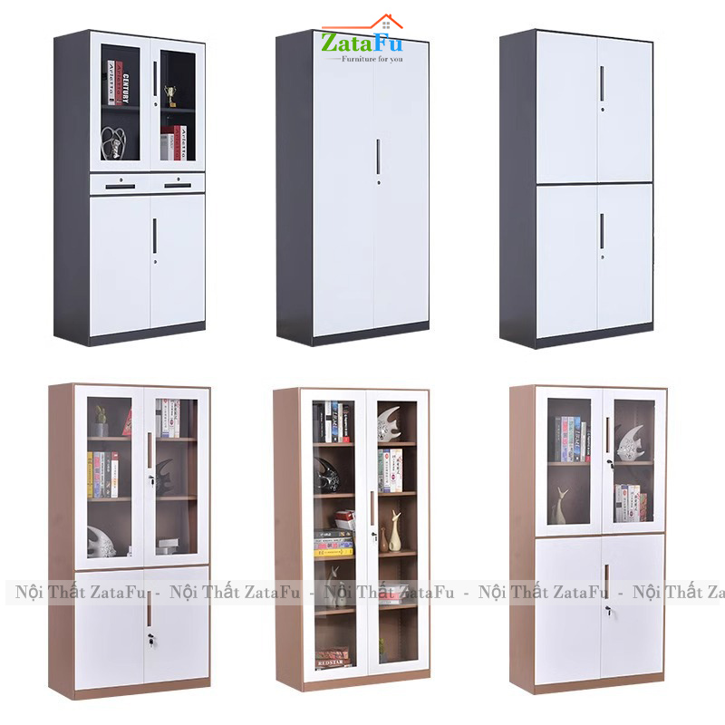 Tủ Đựng Hồ Sơ Tài Liệu Có Cánh Kính Hiện Đại Gỗ MDF TUTT-57 ZataFu
