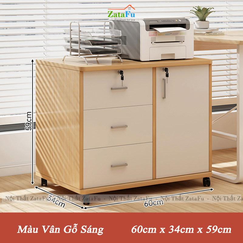 Tủ Kệ Đựng Hồ Sơ Tài Liệu Có Bánh Xe Xoay 360 Độ Có Khóa An Toàn TUTT-62 ZataFu