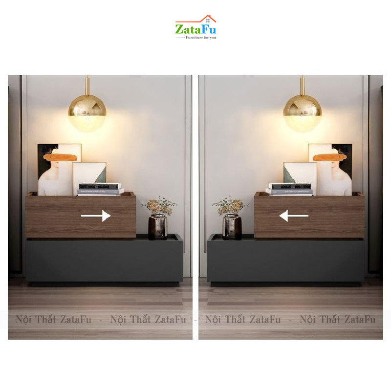 Tủ đầu giường gỗ 2 tầng kết hợp đa năng TDG-24