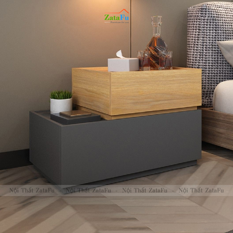 Tủ đầu giường gỗ 2 tầng kết hợp đa năng TDG-24