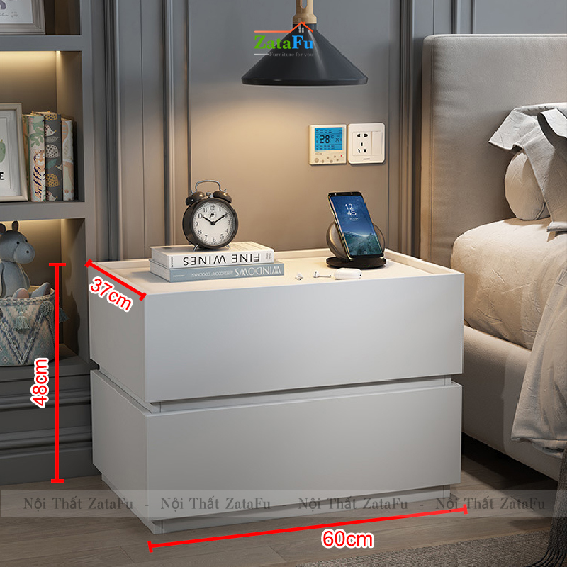Tủ đầu giường gỗ 2 tầng kết hợp đa năng TDG-24
