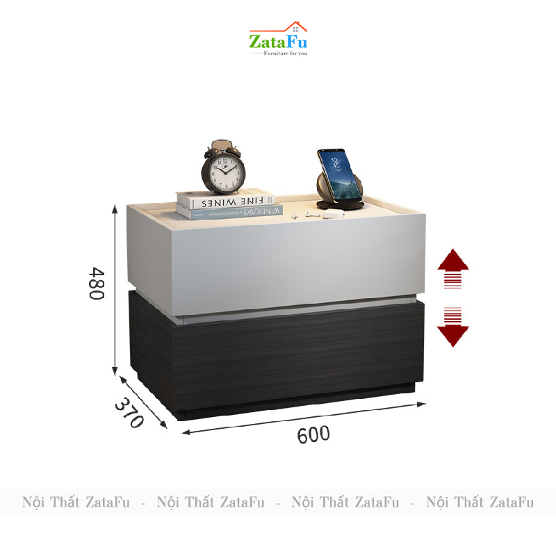 Tủ đầu giường gỗ 2 tầng kết hợp đa năng TDG-24