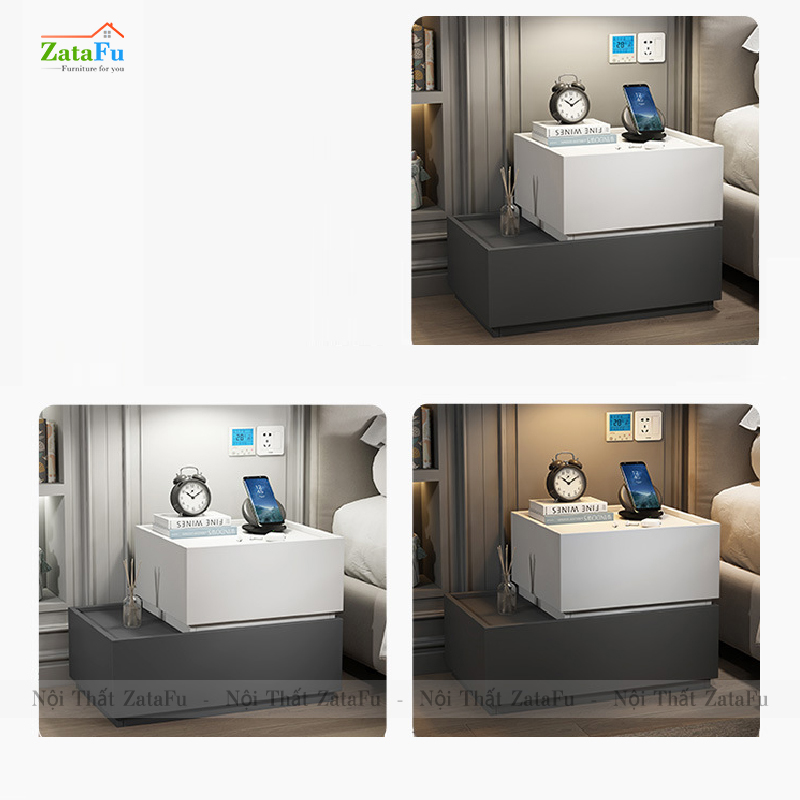 Tủ đầu giường gỗ 2 tầng kết hợp đa năng TDG-24