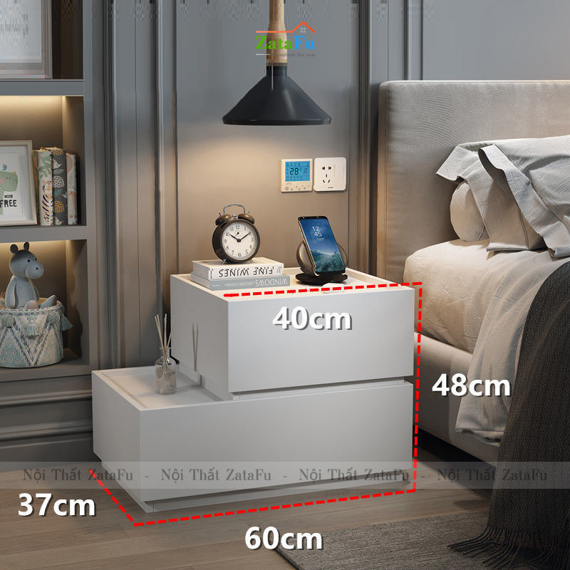 Tủ đầu giường gỗ 2 tầng kết hợp đa năng TDG-24