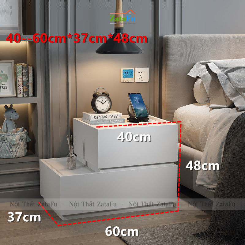 Tủ đầu giường gỗ 2 tầng kết hợp đa năng TDG-24