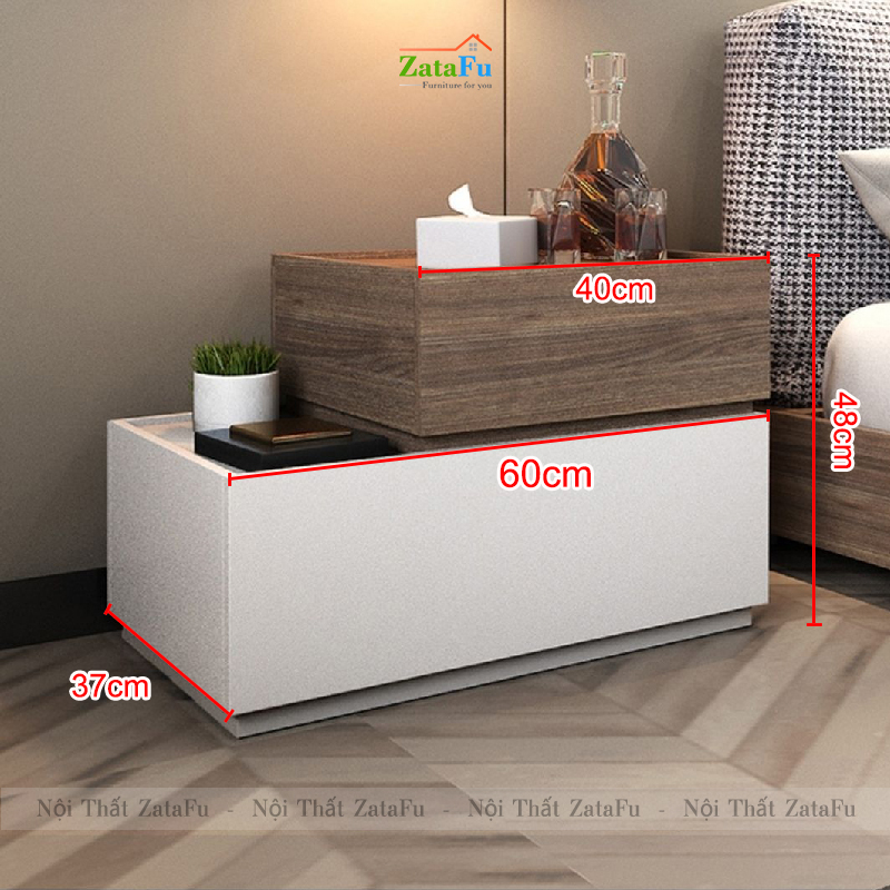 Tủ đầu giường gỗ 2 tầng kết hợp đa năng TDG-24