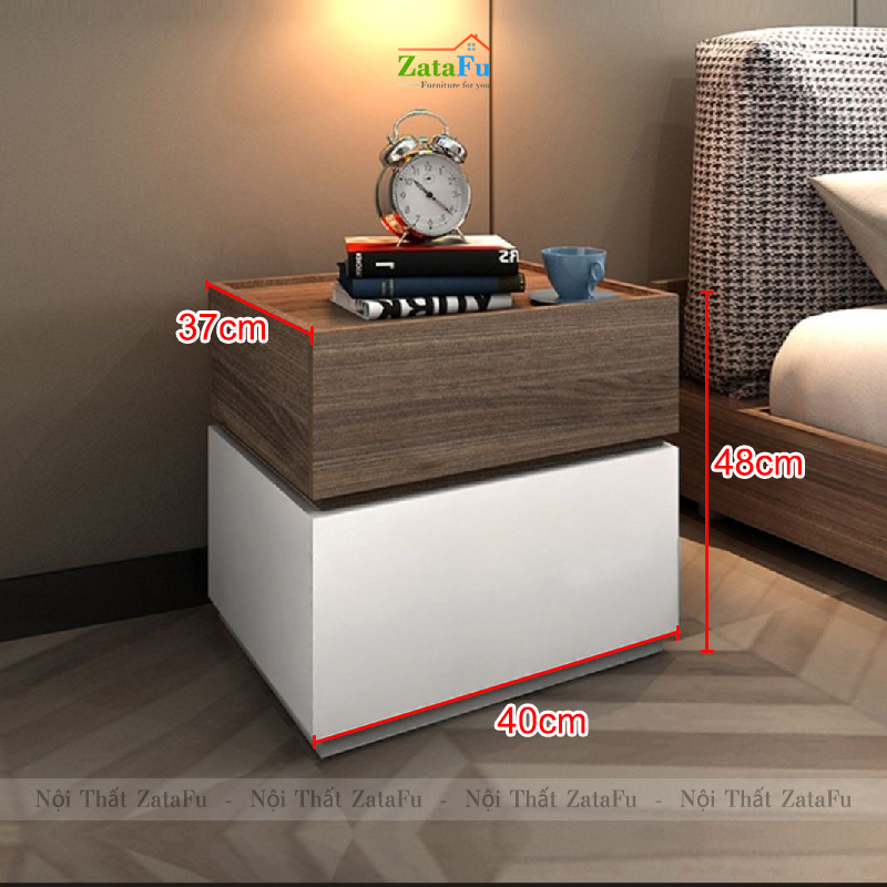 Tủ đầu giường gỗ 2 tầng kết hợp đa năng TDG-24