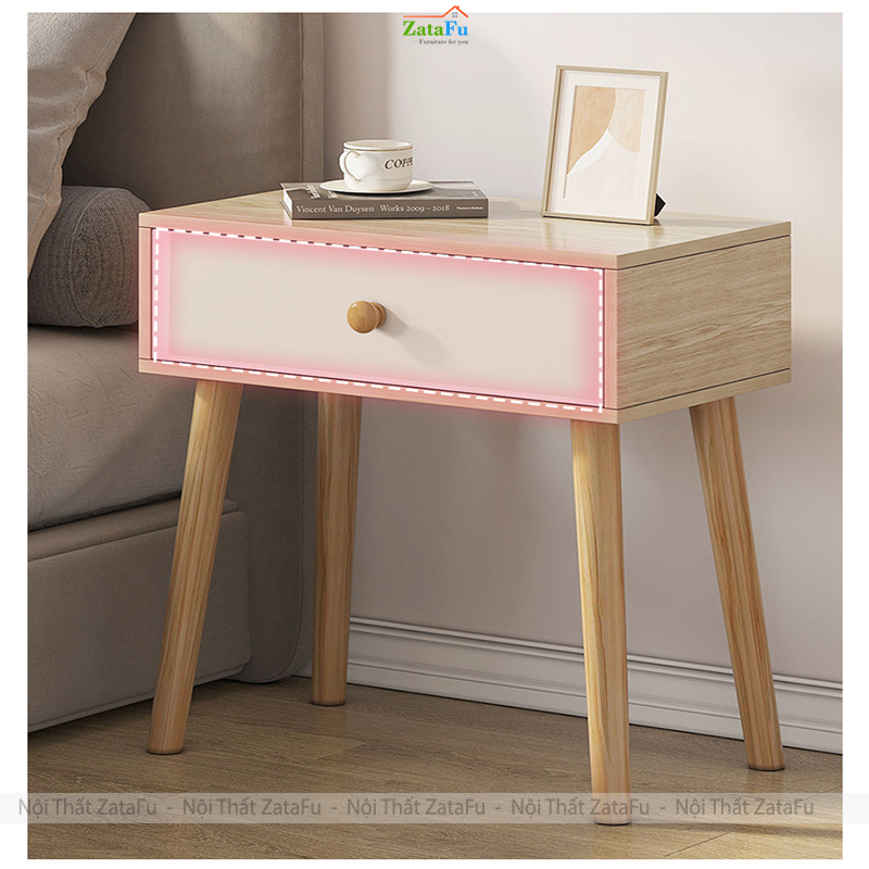 Tủ Đầu Giường Chân Gỗ Có Ngăn Kéo Và Không Ngăn Kéo Gỗ MDF TDG-39 ZataFu