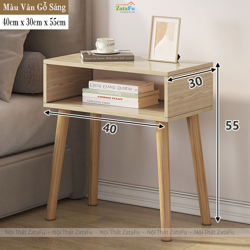Tủ Đầu Giường Chân Gỗ Có Ngăn Kéo Và Không Ngăn Kéo Gỗ MDF TDG-39 ZataFu