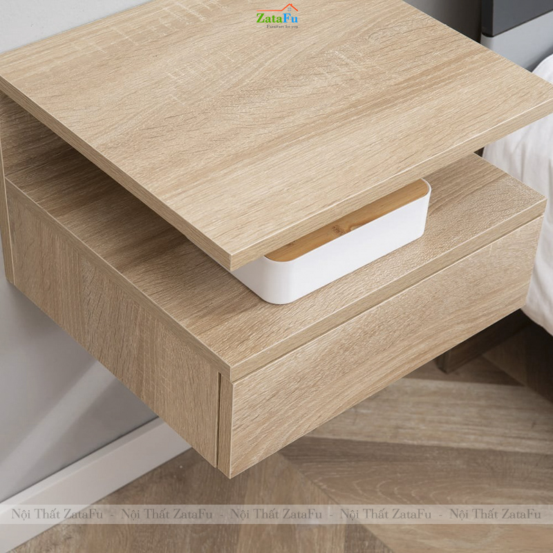 Tủ Đầu Giường Gỗ MDF Gắn Tường Có Ngăn Kéo TDG-47 ZataFu