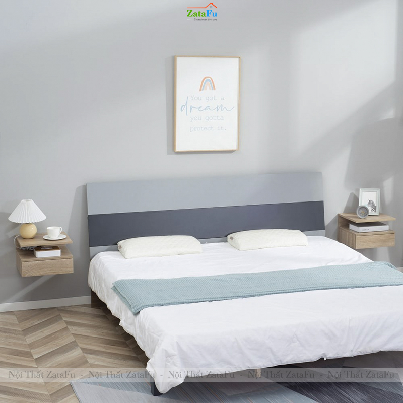 Tủ Đầu Giường Gỗ MDF Gắn Tường Có Ngăn Kéo TDG-47 ZataFu