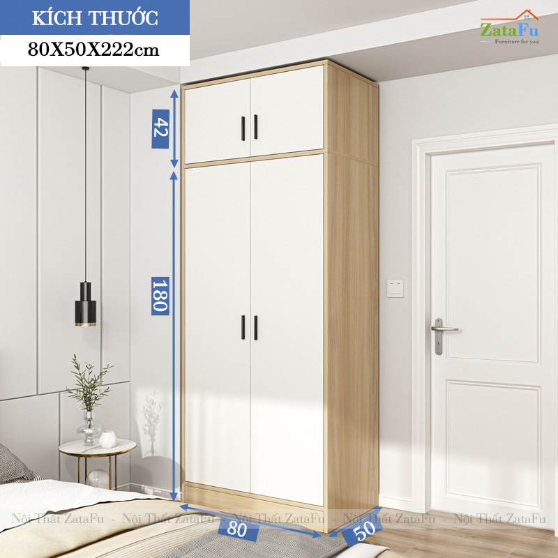 Tủ Gỗ MDF Đựng Quần Áo Lớn Thiết Kế Tối Giản Ván Dày 17mm TQA-68