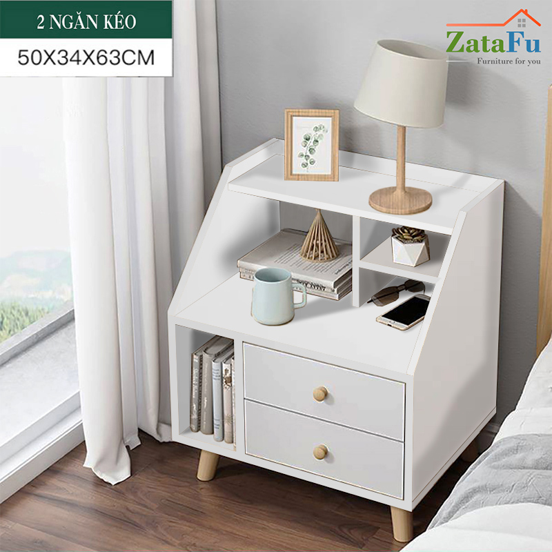 Kệ đầu giường 2 ngăn kéo phong cách Bắc Âu TUTT-02