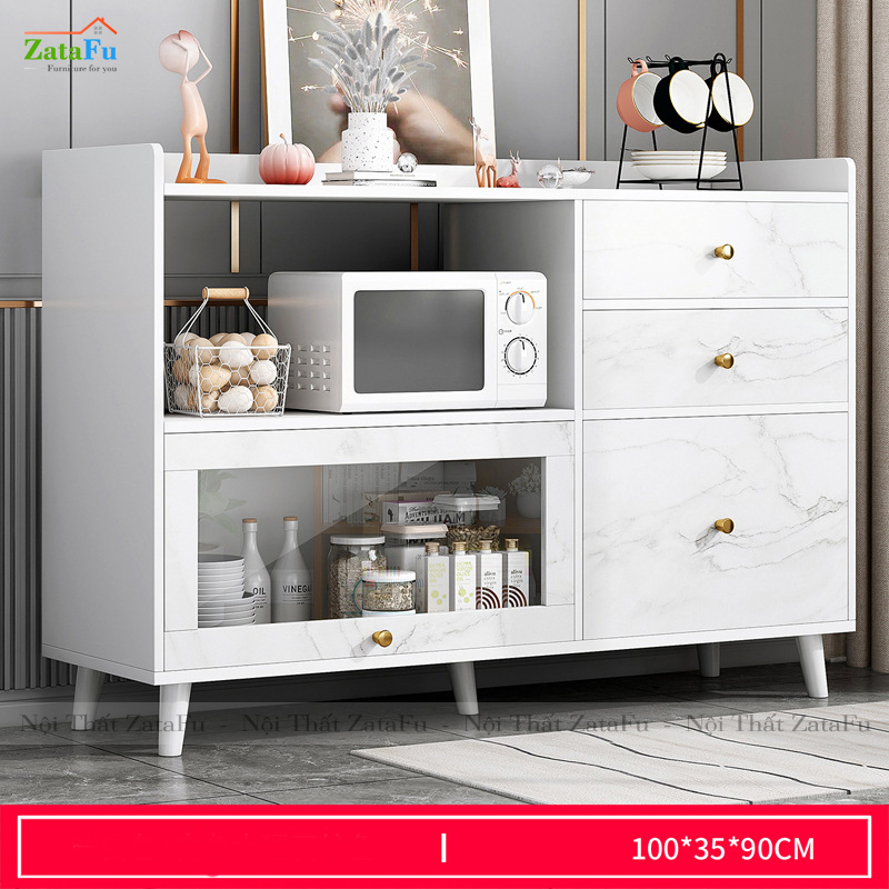 Tủ bếp gắn kính để lò vi sóng có hộc kéo KBEP-09