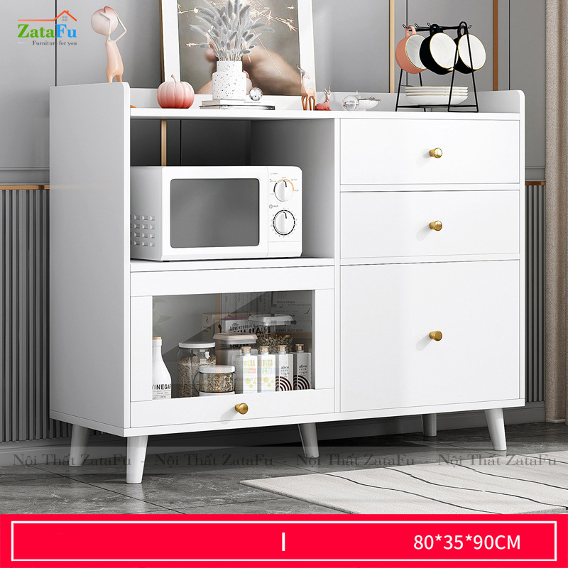 Tủ bếp gắn kính để lò vi sóng có hộc kéo KBEP-09