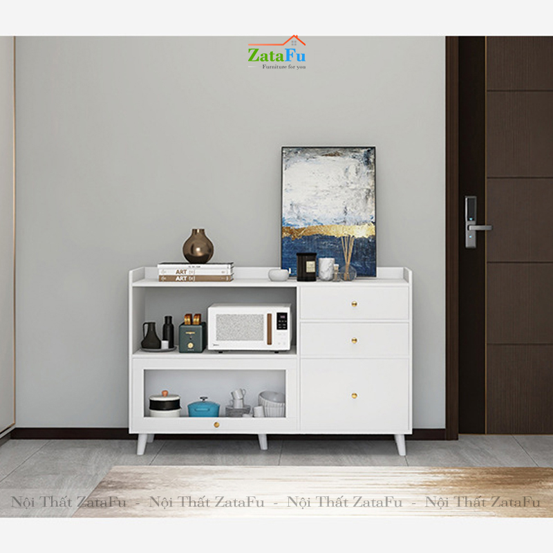Tủ bếp gắn kính để lò vi sóng có hộc kéo KBEP-09