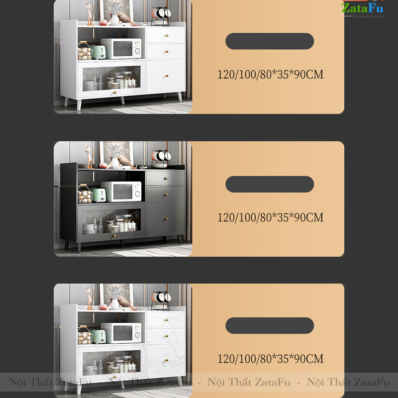 Tủ bếp gắn kính để lò vi sóng có hộc kéo KBEP-09