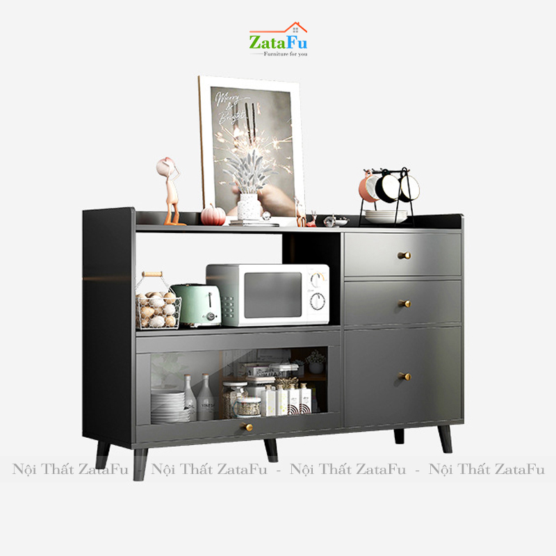 Tủ bếp gắn kính để lò vi sóng có hộc kéo KBEP-09