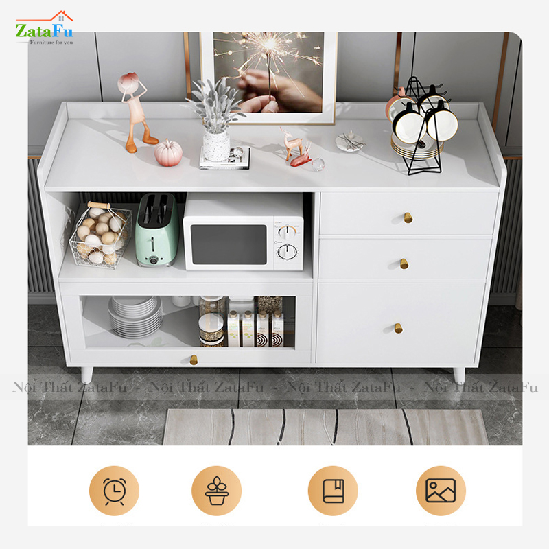 Tủ bếp gắn kính để lò vi sóng có hộc kéo KBEP-09