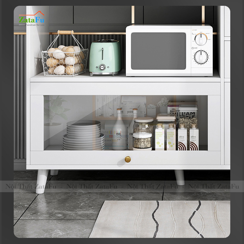 Tủ bếp gắn kính để lò vi sóng có hộc kéo KBEP-09