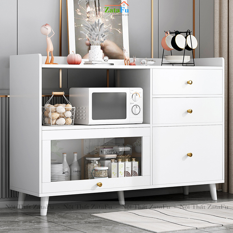 Tủ bếp gắn kính để lò vi sóng có hộc kéo KBEP-09