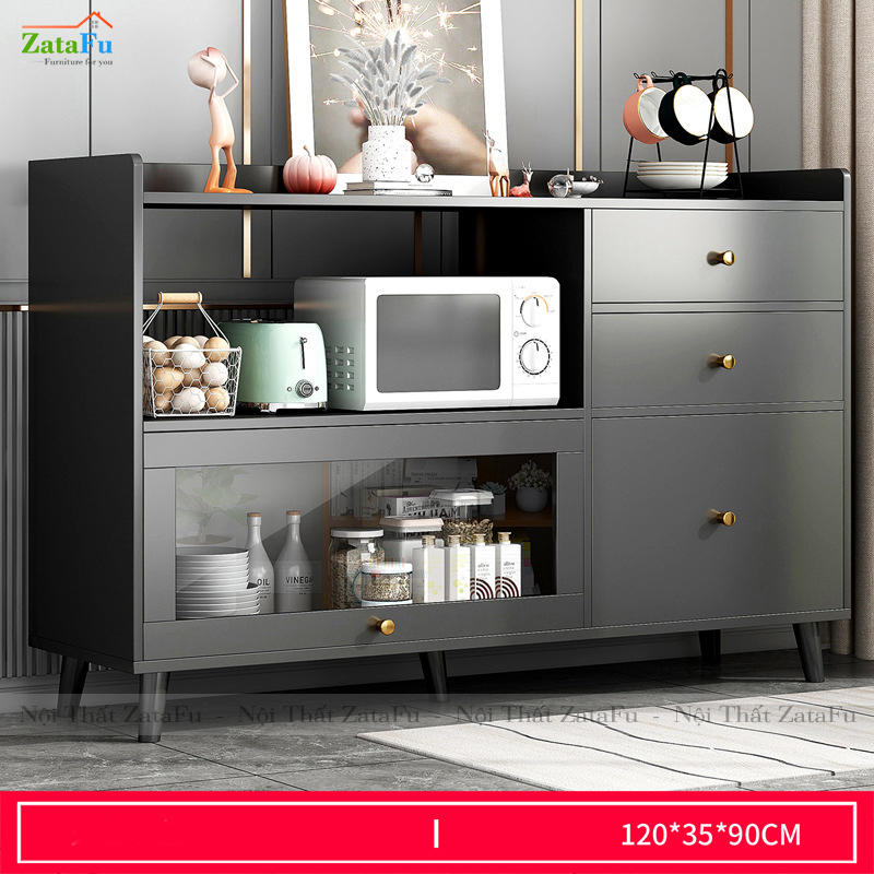 Tủ bếp gắn kính để lò vi sóng có hộc kéo KBEP-09