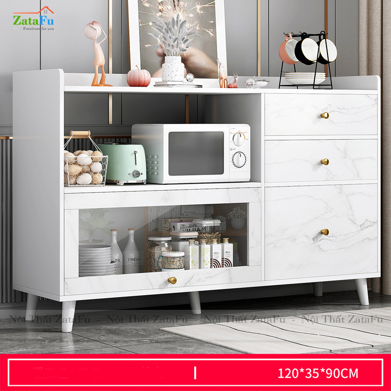 Tủ bếp gắn kính để lò vi sóng có hộc kéo KBEP-09