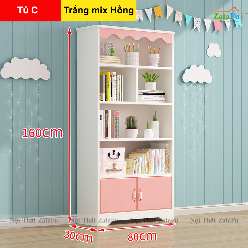 Tủ kệ sách trang trí nhiều phân loại xinh xắn cho bé TUTT-44