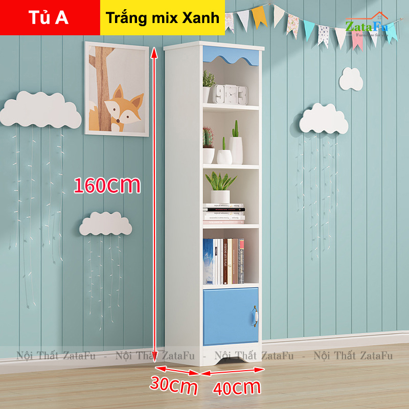 Tủ kệ sách trang trí nhiều phân loại xinh xắn cho bé TUTT-44