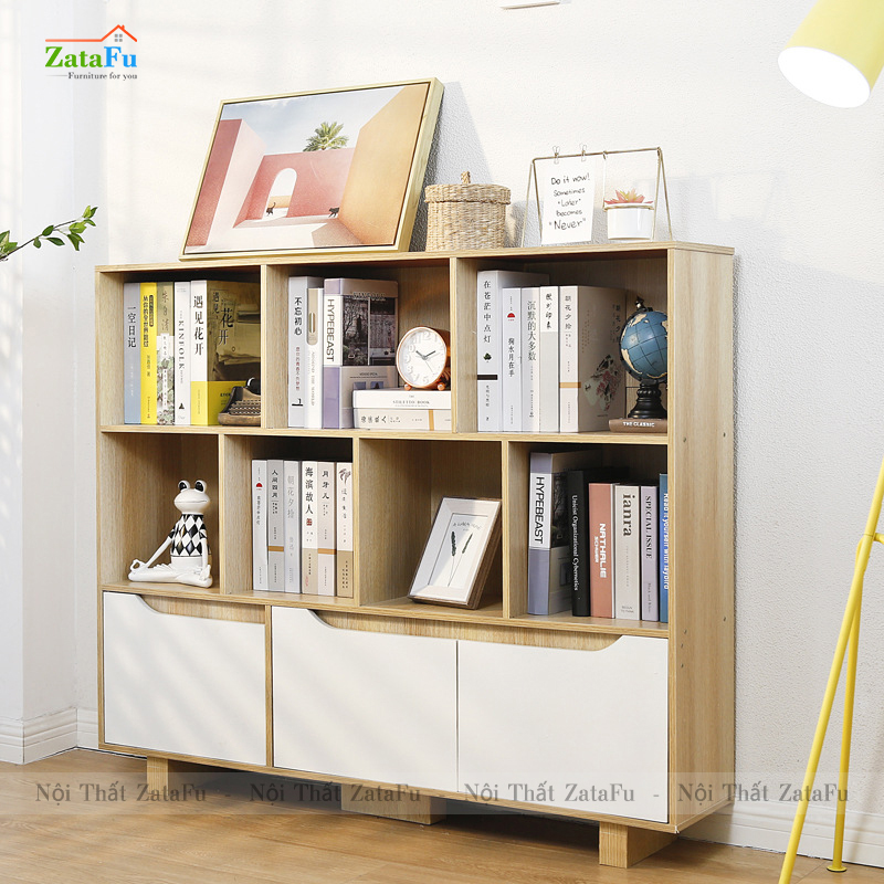Tủ Sách Trang Trí Phòng Khách Chân Gỗ TUTT-36