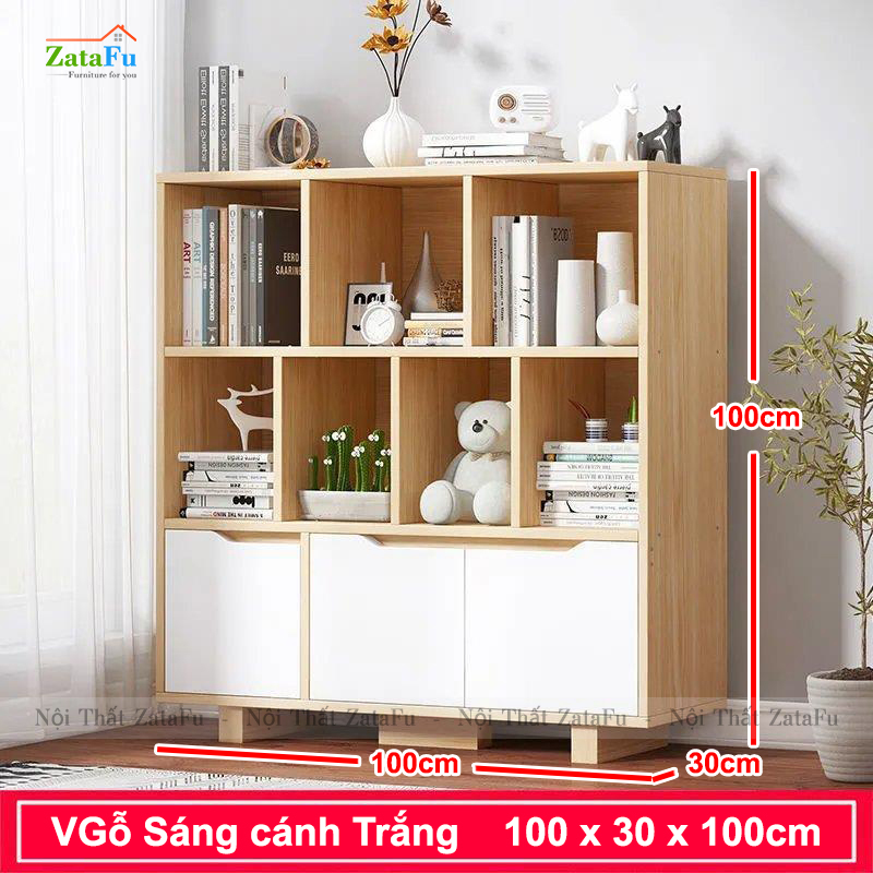 Tủ Sách Trang Trí Phòng Khách Chân Gỗ TUTT-36