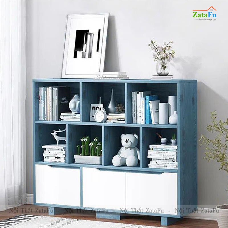 Tủ Sách Trang Trí Phòng Khách Chân Gỗ TUTT-36