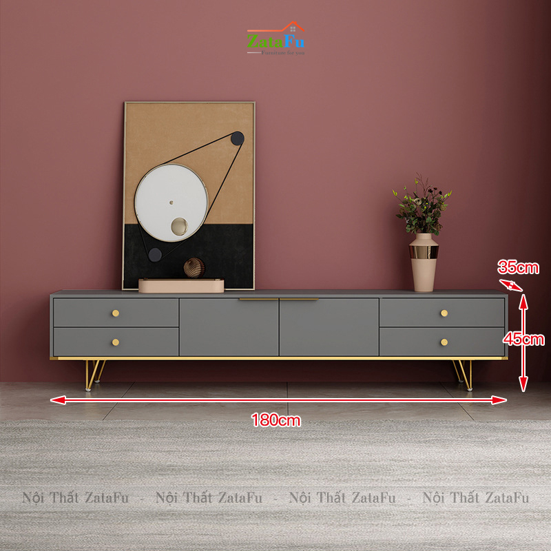 Tủ kệ tivi chân crom vàng sang trọng KTV-19