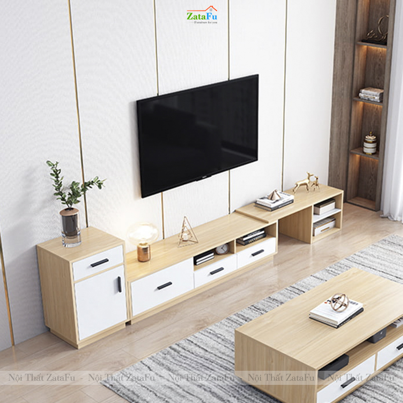 Kệ Tủ TiVi Phòng Khách Tùy Chỉnh Kích Thước Thiết Kế Thông Minh KTV-50 ZataFu