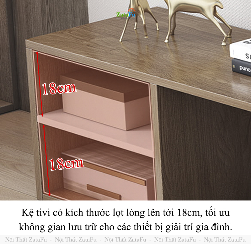 Kệ Tủ TiVi Phòng Khách Tùy Chỉnh Kích Thước Thiết Kế Thông Minh KTV-50 ZataFu